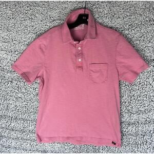 Faherty Sunwashed Polo Shirt Mens Medium Pink Organic Cotton Pocket